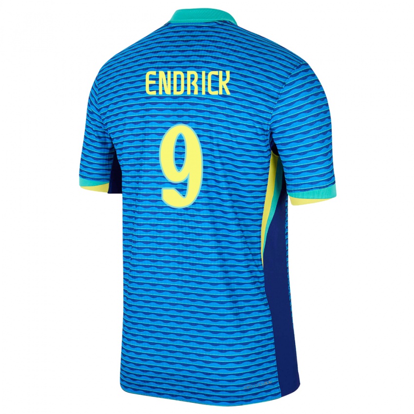 Dame Brasil Endrick #9 Blå Bortetrøye Drakt Trøye 24-26 Skjorter T-Skjorte