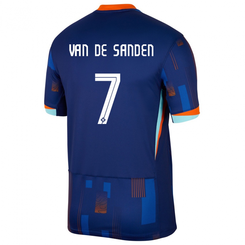 Dame Nederland Shanice Van De Sanden #7 Blå Bortetrøye Drakt Trøye 24-26 Skjorter T-Skjorte