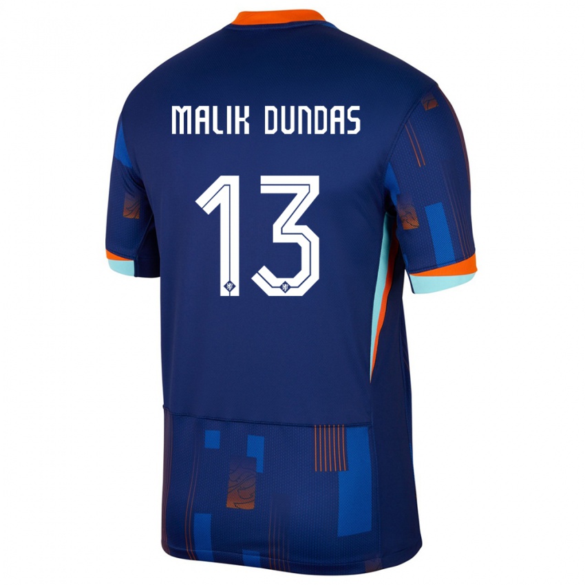 Dame Nederland Noa Malik Dundas #13 Blå Bortetrøye Drakt Trøye 24-26 Skjorter T-Skjorte