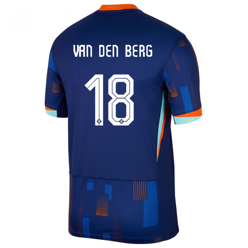 Dame Nederland Rav Van Den Berg #18 Blå Bortetrøye Drakt Trøye 24-26 Skjorter T-Skjorte