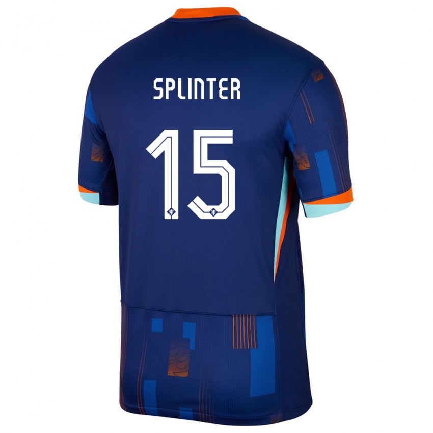 Dame Nederland Ilias Splinter #15 Blå Bortetrøye Drakt Trøye 24-26 Skjorter T-Skjorte