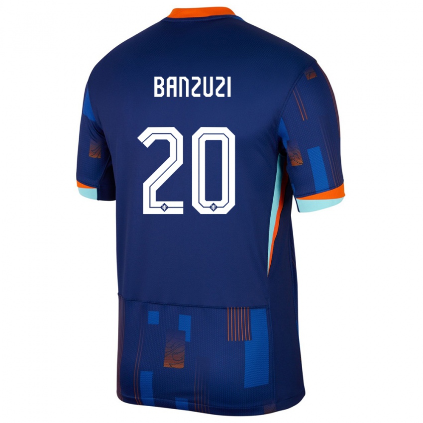 Dame Nederland Ezechiel Banzuzi #20 Blå Bortetrøye Drakt Trøye 24-26 Skjorter T-Skjorte