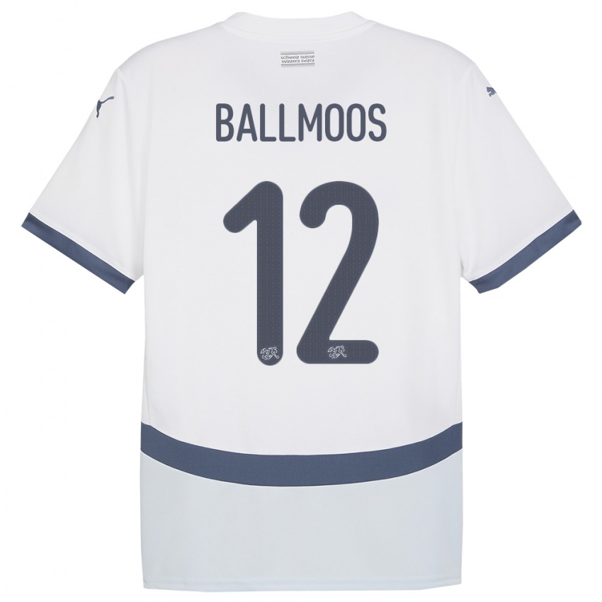 Dame Sveits David Von Ballmoos #12 Hvit Bortetrøye Drakt Trøye 24-26 Skjorter T-Skjorte