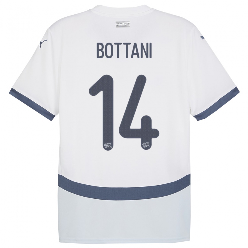 Dame Sveits Mattia Bottani #14 Hvit Bortetrøye Drakt Trøye 24-26 Skjorter T-Skjorte