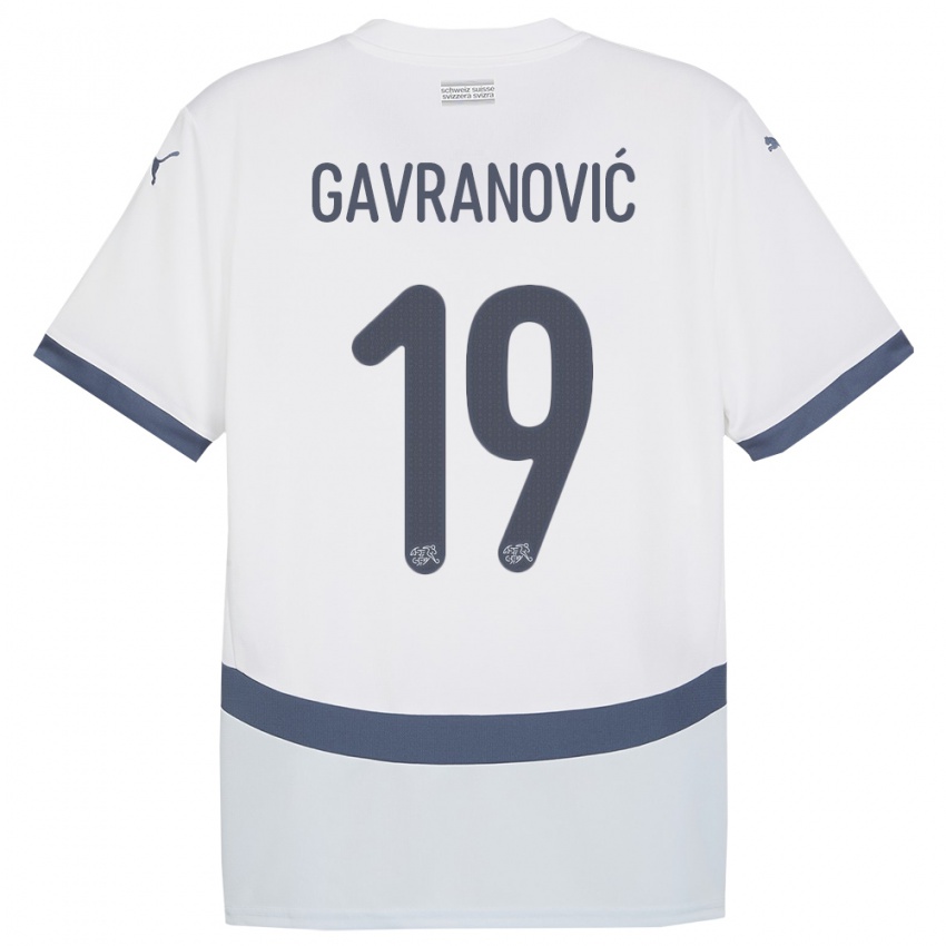 Dame Sveits Mario Gavranovic #19 Hvit Bortetrøye Drakt Trøye 24-26 Skjorter T-Skjorte