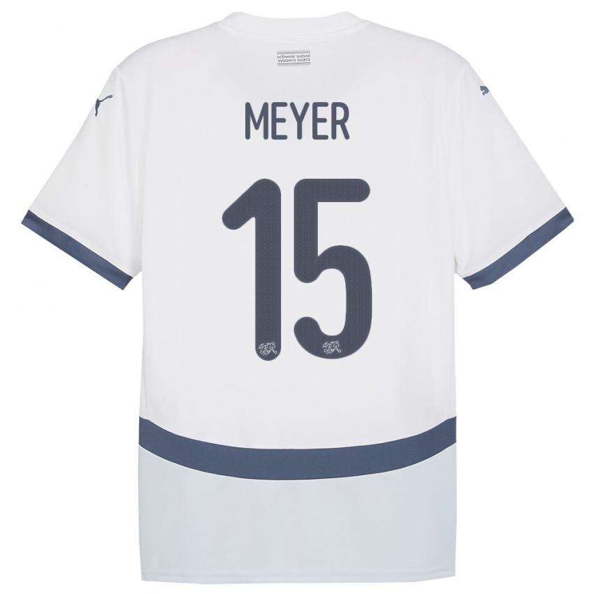 Dame Sveits Leny Meyer #15 Hvit Bortetrøye Drakt Trøye 24-26 Skjorter T-Skjorte