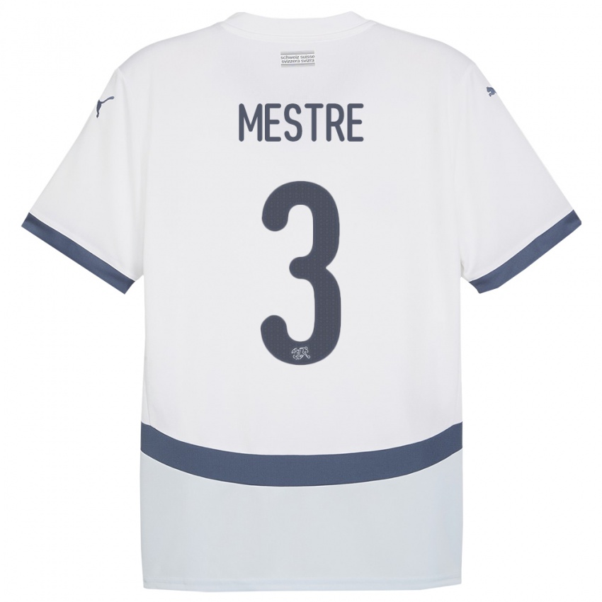 Dame Sveits Luis Mestre #3 Hvit Bortetrøye Drakt Trøye 24-26 Skjorter T-Skjorte