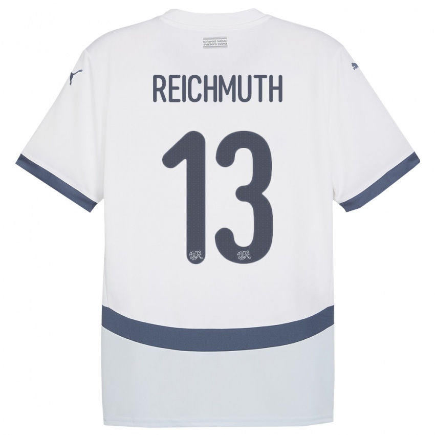 Dame Sveits Miguel Reichmuth #13 Hvit Bortetrøye Drakt Trøye 24-26 Skjorter T-Skjorte