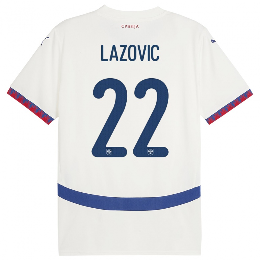 Dame Serbia Darko Lazovic #22 Hvit Bortetrøye Drakt Trøye 24-26 Skjorter T-Skjorte