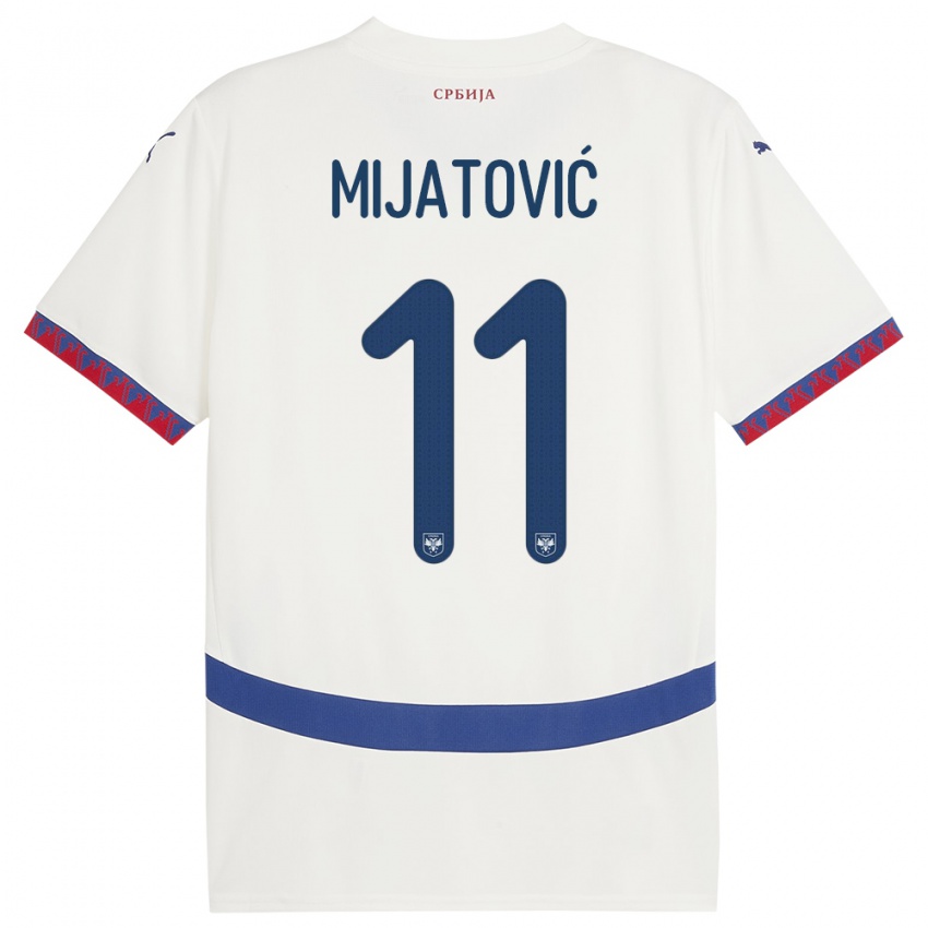 Dame Serbia Jovan Mijatovic #11 Hvit Bortetrøye Drakt Trøye 24-26 Skjorter T-Skjorte