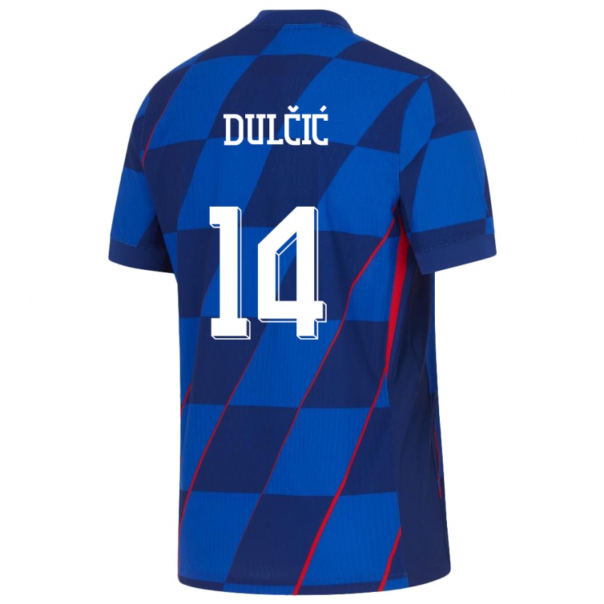Dame Kroatia Antonia Dulcic #14 Blå Bortetrøye Drakt Trøye 24-26 Skjorter T-Skjorte
