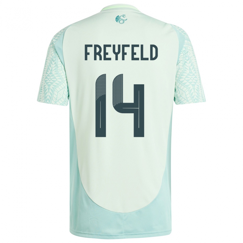 Dame Mexico Emiliano Freyfeld #14 Lin Grønn Bortetrøye Drakt Trøye 24-26 Skjorter T-Skjorte