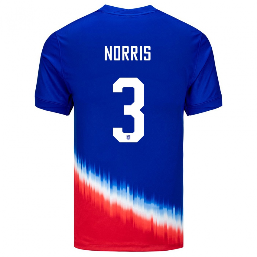 Dame Usa Nolan Norris #3 Blå Bortetrøye Drakt Trøye 24-26 Skjorter T-Skjorte