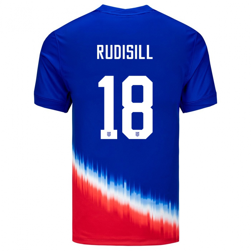 Dame Usa Paulo Rudisill #18 Blå Bortetrøye Drakt Trøye 24-26 Skjorter T-Skjorte