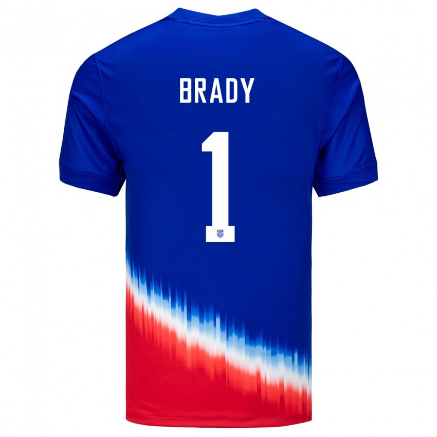 Dame Usa Chris Brady #1 Blå Bortetrøye Drakt Trøye 24-26 Skjorter T-Skjorte