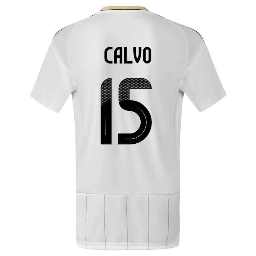 Dame Costa Rica Francisco Calvo #15 Hvit Bortetrøye Drakt Trøye 24-26 Skjorter T-Skjorte