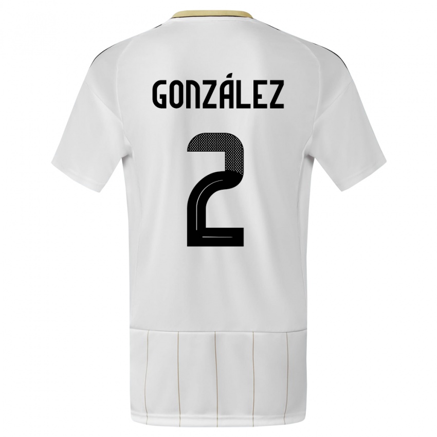 Dame Costa Rica Julian Gonzalez #2 Hvit Bortetrøye Drakt Trøye 24-26 Skjorter T-Skjorte