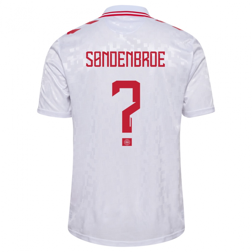 Dame Danmark Andreas Søndenbroe #0 Hvit Bortetrøye Drakt Trøye 24-26 Skjorter T-Skjorte