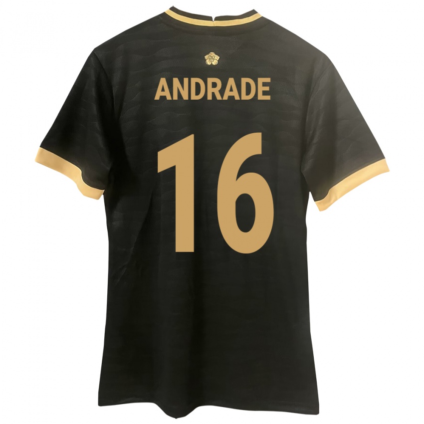 Dame Panama Andrés Andrade #16 Svart Bortetrøye Drakt Trøye 24-26 Skjorter T-Skjorte