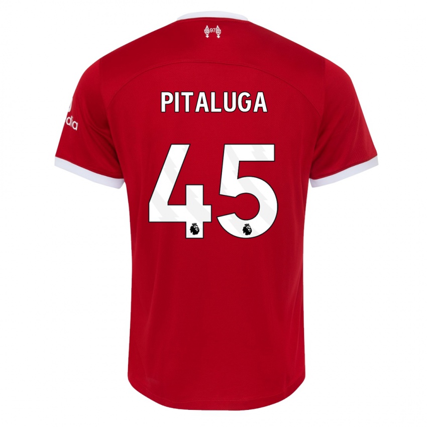 Barn Marcelo Pitaluga #45 Rød Hjemmetrøye Drakt Trøye 2023/24 Skjorter T-Skjorte