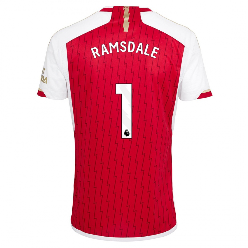 Barn Aaron Ramsdale #1 Rød Hjemmetrøye Drakt Trøye 2023/24 Skjorter T-Skjorte