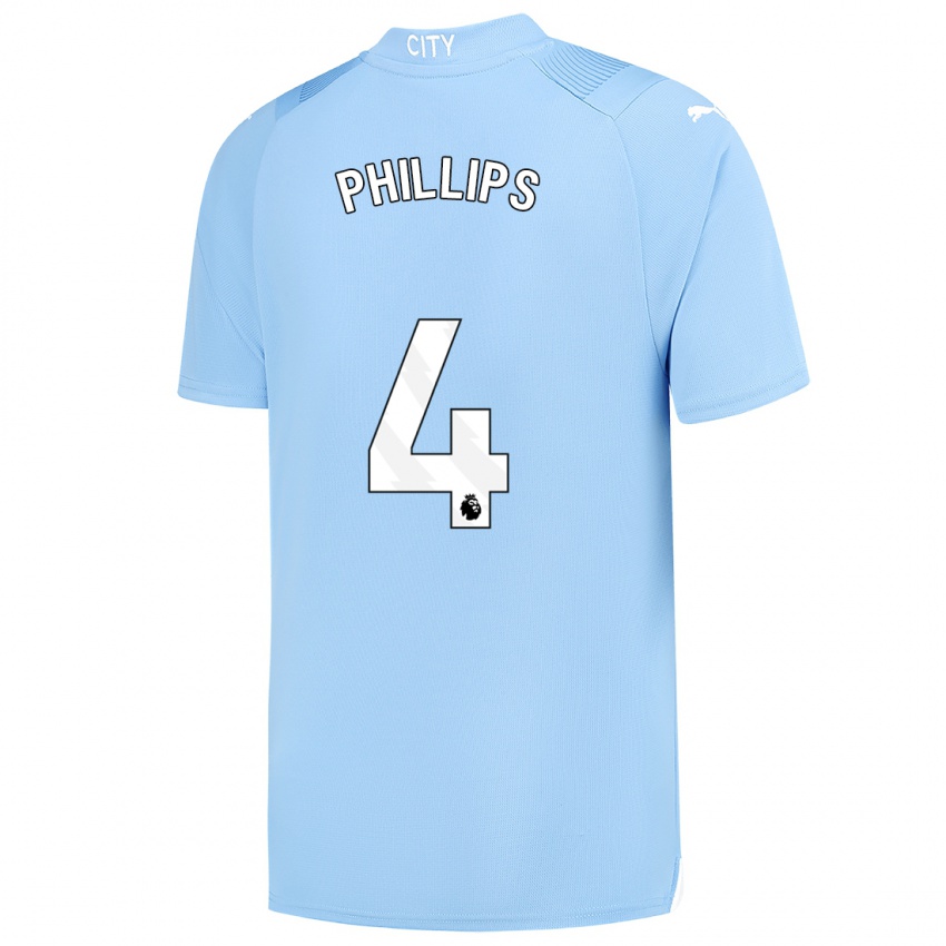Barn Kalvin Phillips #4 Lyse Blå Hjemmetrøye Drakt Trøye 2023/24 Skjorter T-Skjorte
