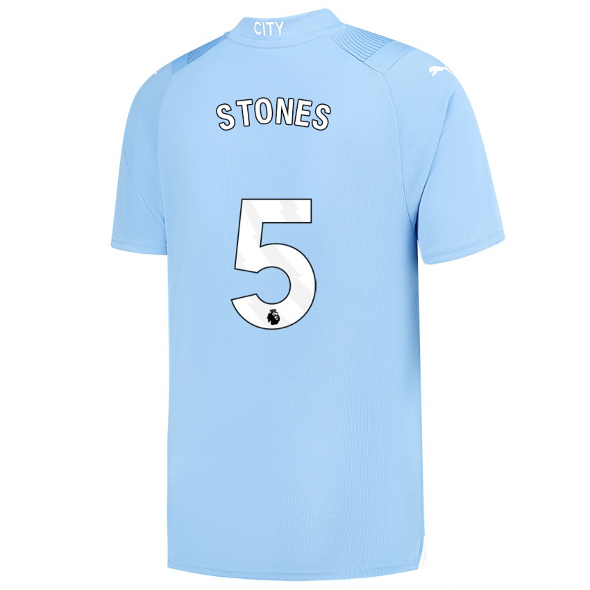 Barn John Stones #5 Lyse Blå Hjemmetrøye Drakt Trøye 2023/24 Skjorter T-Skjorte