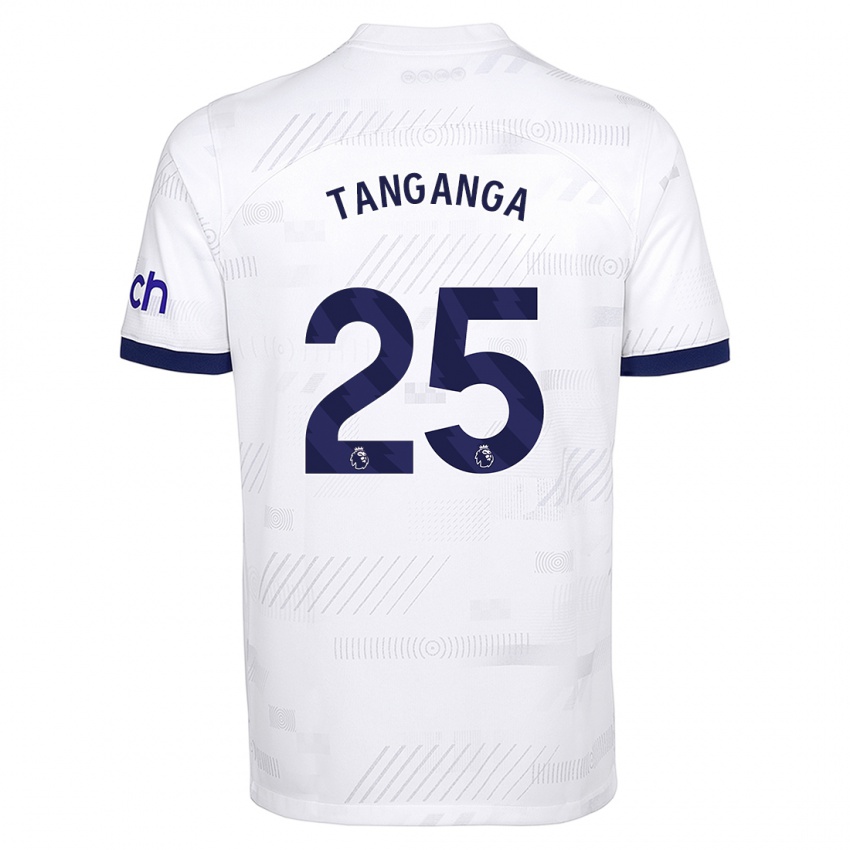 Barn Japhet Tanganga #25 Hvit Hjemmetrøye Drakt Trøye 2023/24 Skjorter T-Skjorte
