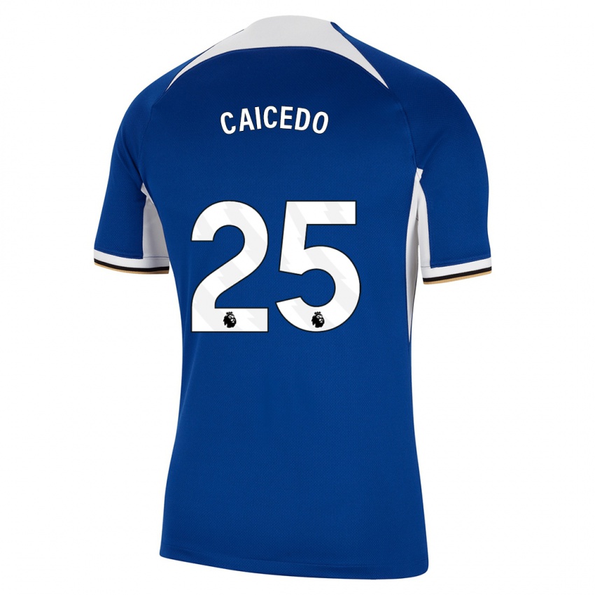 Barn Moisés Caicedo #25 Blå Hjemmetrøye Drakt Trøye 2023/24 Skjorter T-Skjorte