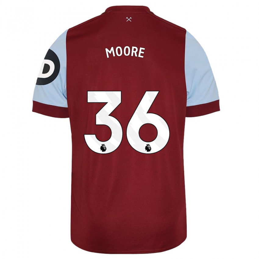 Barn Sean Moore #36 Rødbrun Hjemmetrøye Drakt Trøye 2023/24 Skjorter T-Skjorte