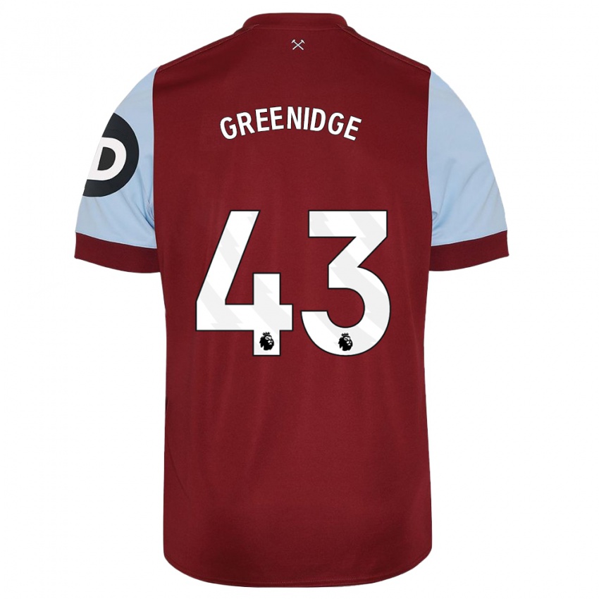 Barn Will Greenidge #43 Rødbrun Hjemmetrøye Drakt Trøye 2023/24 Skjorter T-Skjorte