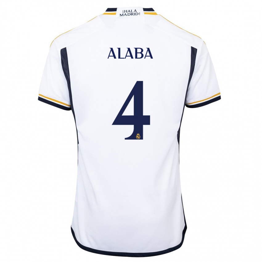 Barn David Alaba #4 Hvit Hjemmetrøye Drakt Trøye 2023/24 Skjorter T-Skjorte