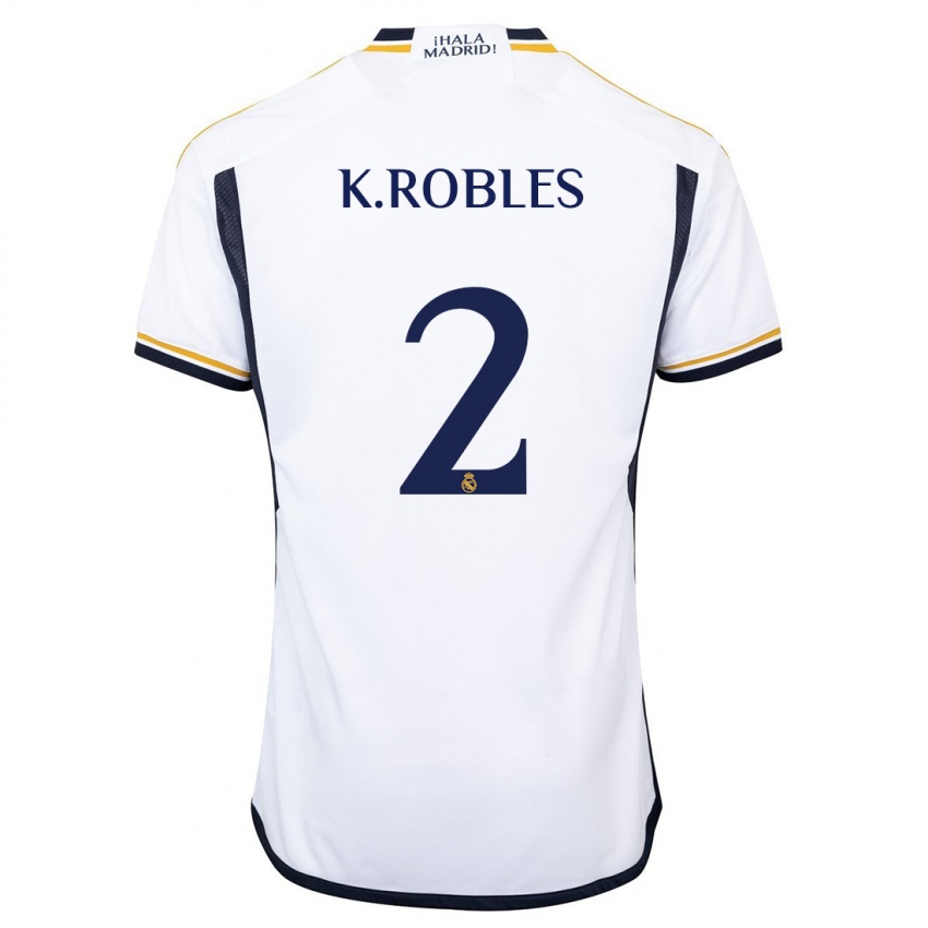 Barn Kenti Robles #2 Hvit Hjemmetrøye Drakt Trøye 2023/24 Skjorter T-Skjorte