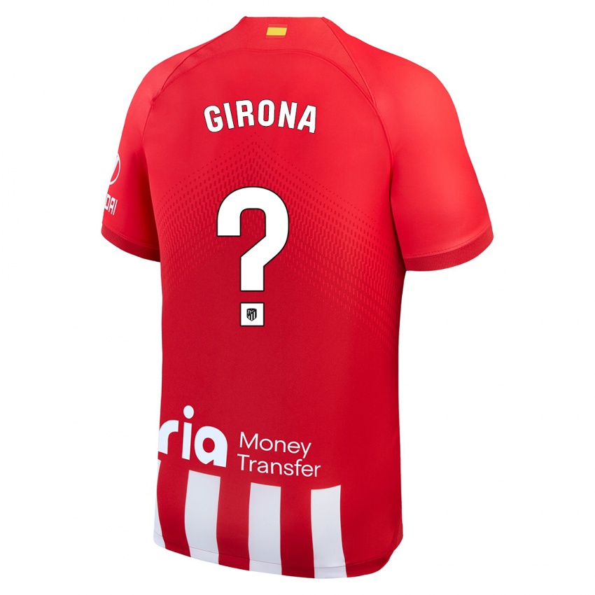 Barn Raúl Girona #0 Rød Hvit Hjemmetrøye Drakt Trøye 2023/24 Skjorter T-Skjorte