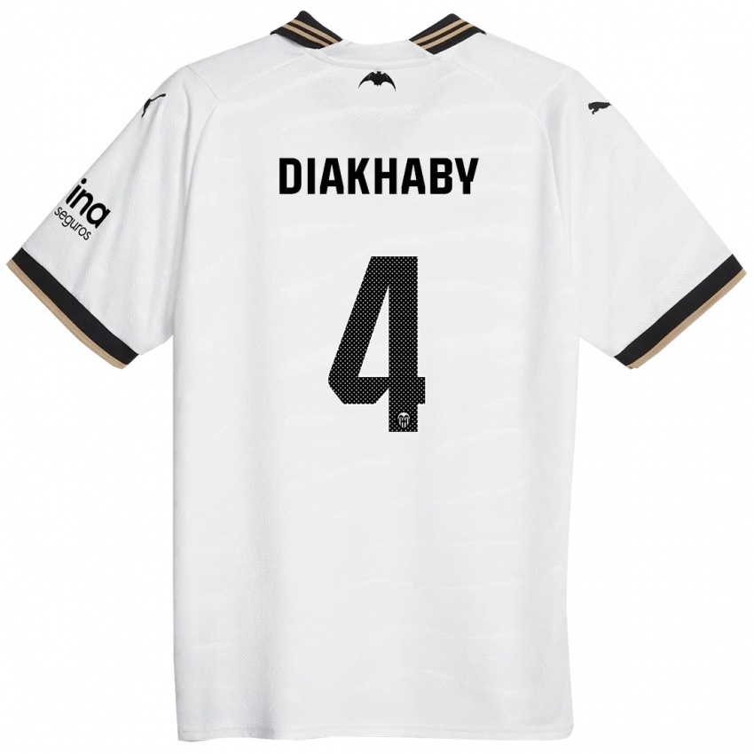 Barn Mouctar Diakhaby #4 Hvit Hjemmetrøye Drakt Trøye 2023/24 Skjorter T-Skjorte
