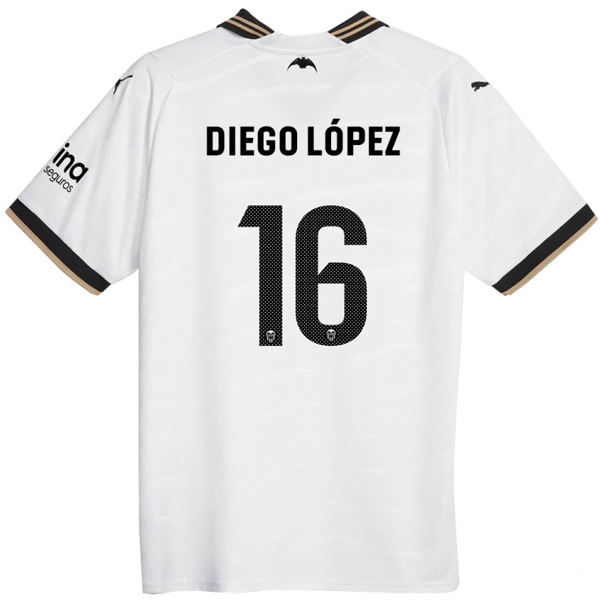 Barn Diego Lopez #16 Hvit Hjemmetrøye Drakt Trøye 2023/24 Skjorter T-Skjorte