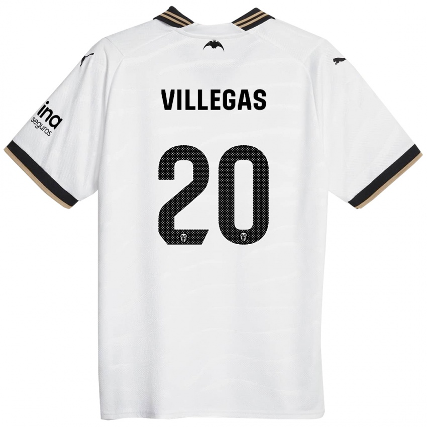 Barn Noelia Villegas #20 Hvit Hjemmetrøye Drakt Trøye 2023/24 Skjorter T-Skjorte