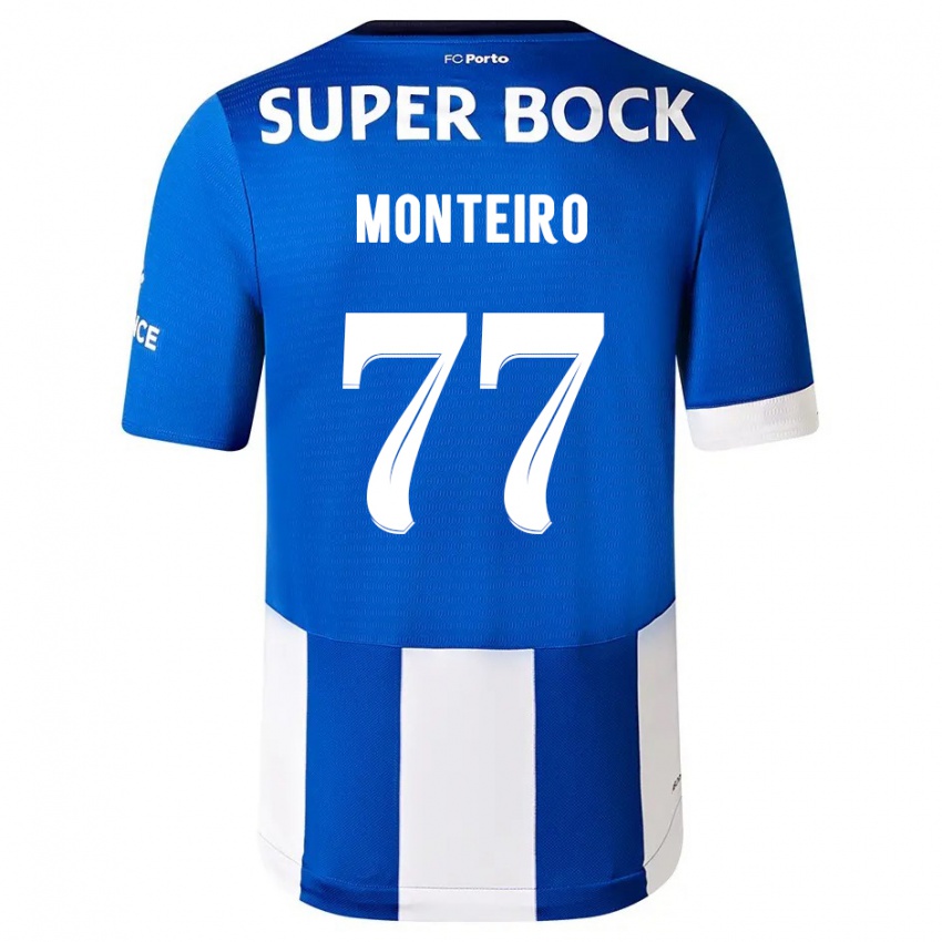Barn Rui Monteiro #77 Blå Hvit Hjemmetrøye Drakt Trøye 2023/24 Skjorter T-Skjorte