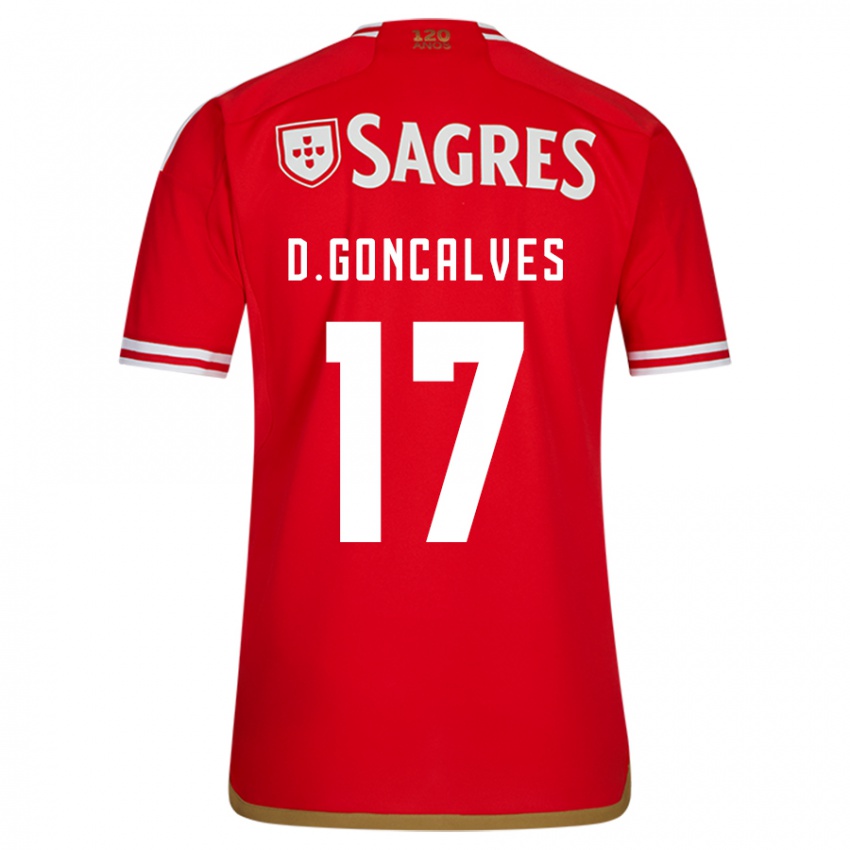 Barn Diogo Goncalves #17 Rød Hjemmetrøye Drakt Trøye 2023/24 Skjorter T-Skjorte