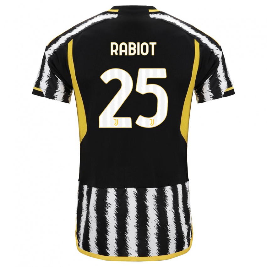 Barn Adrien Rabiot #25 Svart Hvit Hjemmetrøye Drakt Trøye 2023/24 Skjorter T-Skjorte