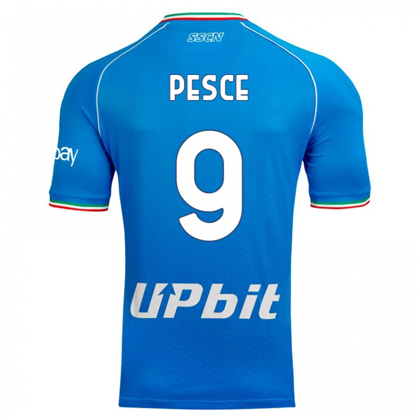 Barn Antonio Pesce #9 Himmelblå Hjemmetrøye Drakt Trøye 2023/24 Skjorter T-Skjorte