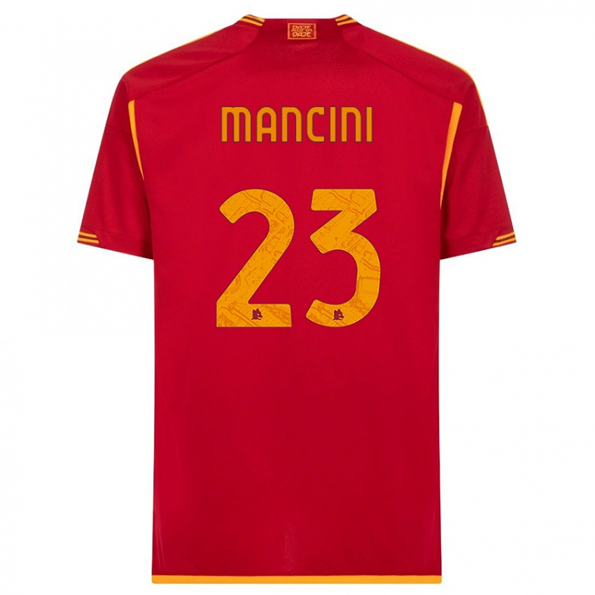 Barn Gianluca Mancini #23 Rød Hjemmetrøye Drakt Trøye 2023/24 Skjorter T-Skjorte