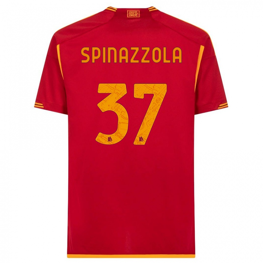 Barn Leonardo Spinazzola #37 Rød Hjemmetrøye Drakt Trøye 2023/24 Skjorter T-Skjorte
