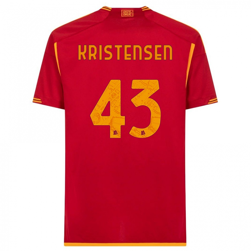 Barn Rasmus Kristensen #43 Rød Hjemmetrøye Drakt Trøye 2023/24 Skjorter T-Skjorte