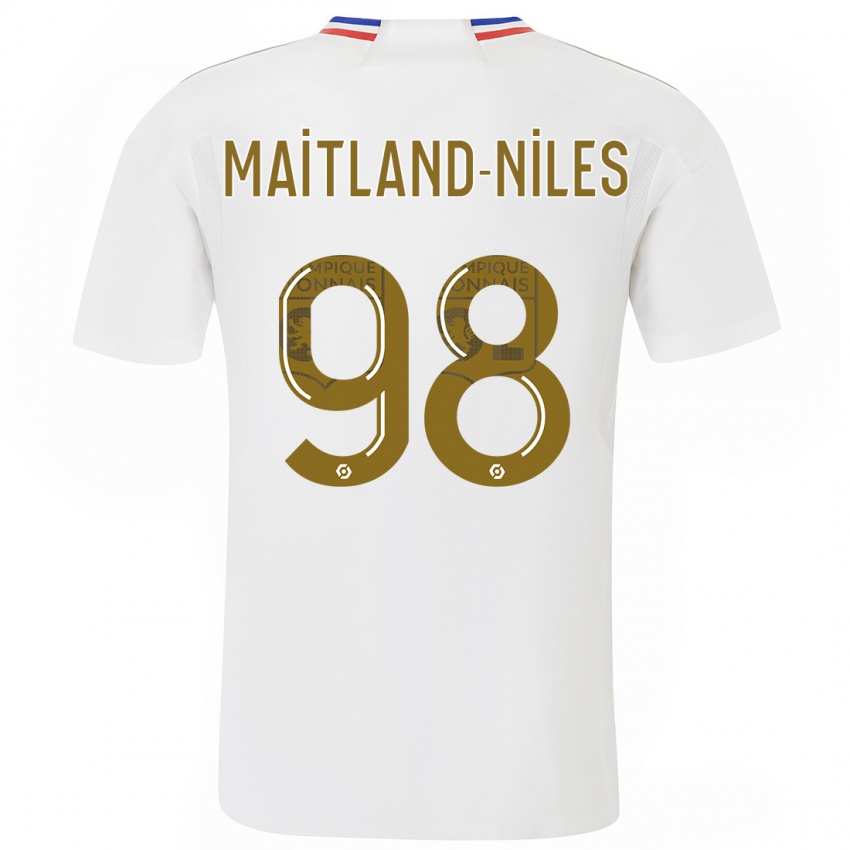 Barn Ainsley Maitland-Niles #98 Hvit Hjemmetrøye Drakt Trøye 2023/24 Skjorter T-Skjorte