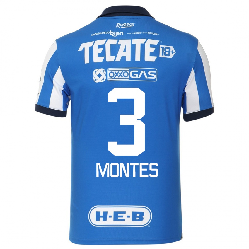 Barn Cesar Montes #3 Blå Hvit Hjemmetrøye Drakt Trøye 2023/24 Skjorter T-Skjorte
