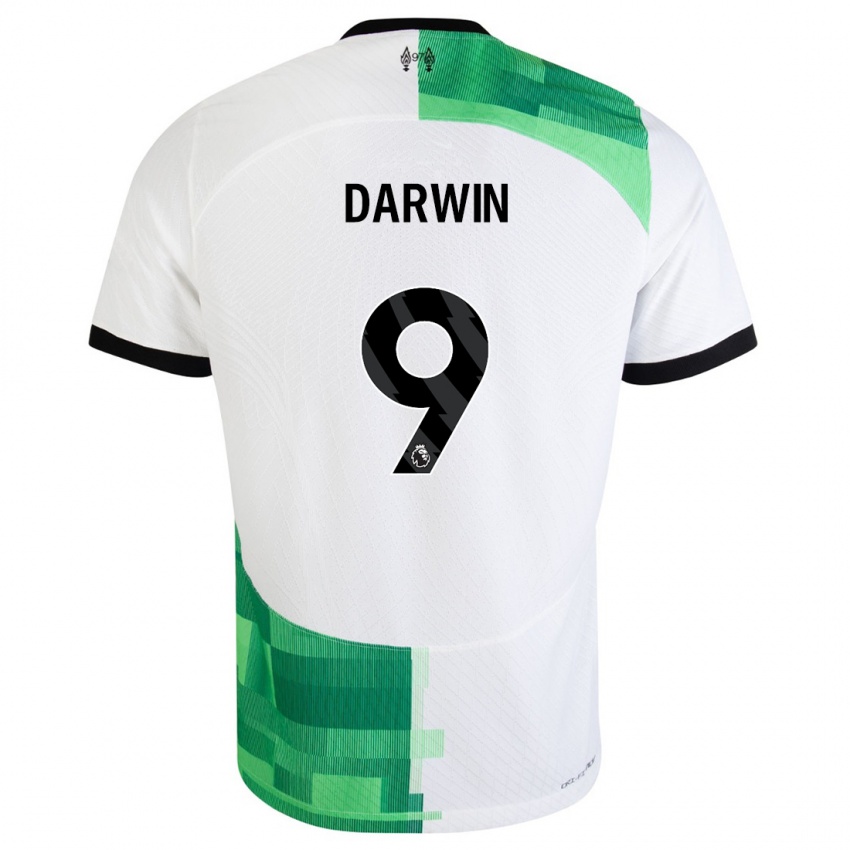 Barn Darwin Nunez #9 Hvit Grønn Bortetrøye Drakt Trøye 2023/24 Skjorter T-Skjorte