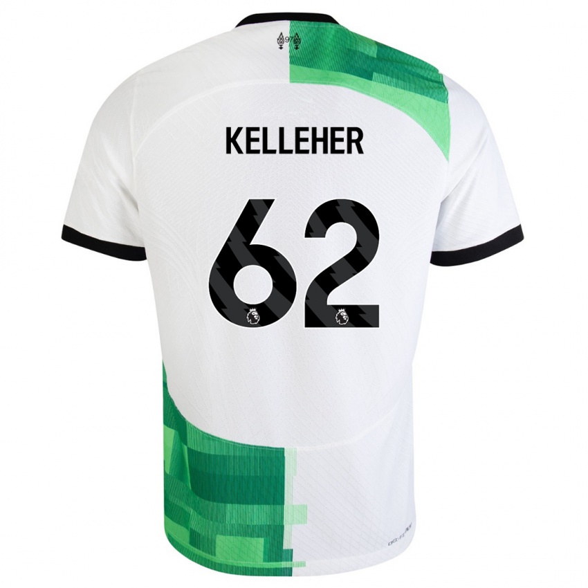 Barn Caoimhin Kelleher #62 Hvit Grønn Bortetrøye Drakt Trøye 2023/24 Skjorter T-Skjorte