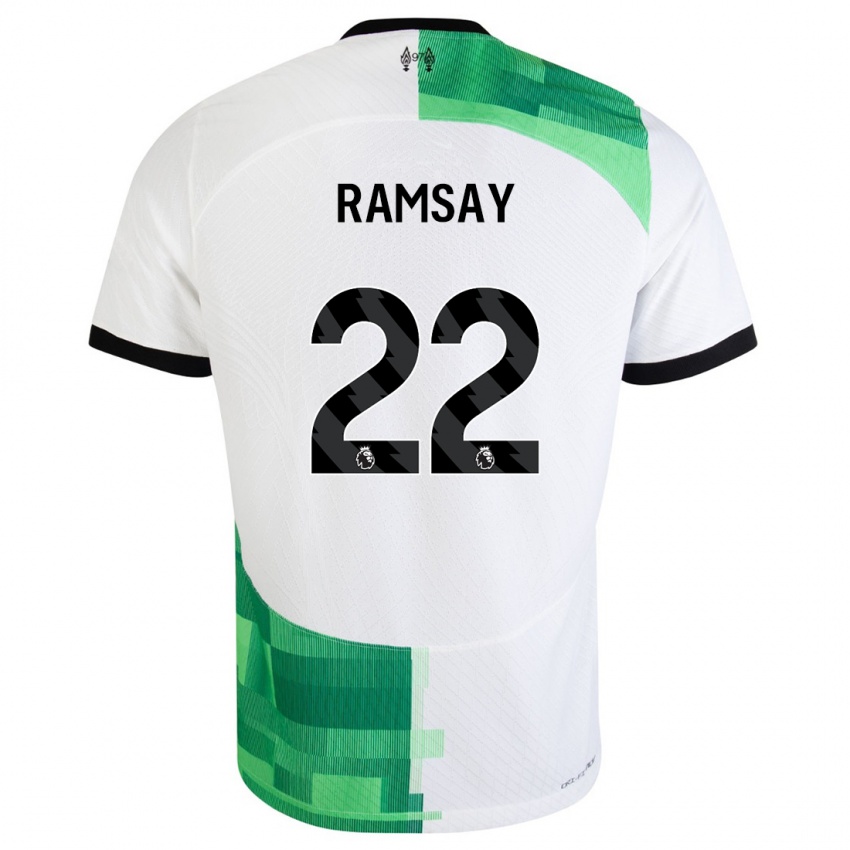 Barn Calvin Ramsay #22 Hvit Grønn Bortetrøye Drakt Trøye 2023/24 Skjorter T-Skjorte