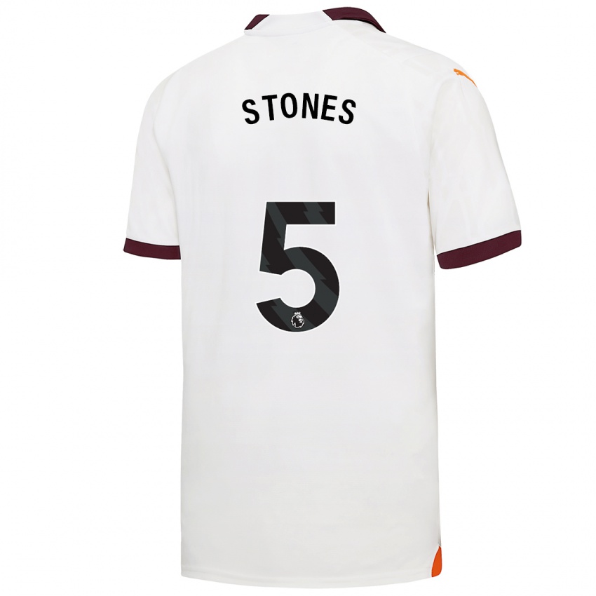 Barn John Stones #5 Hvit Bortetrøye Drakt Trøye 2023/24 Skjorter T-Skjorte